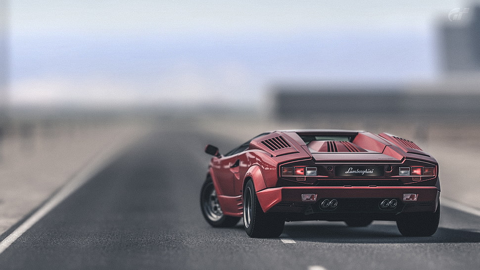 red Lamborghini Countach, car, Lamborghini, Countach, road HD wallpaper