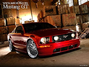 red Ford Mustang GT in room