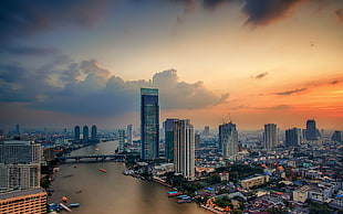 white and black concrete building, city, skyscraper, photography, Bangkok