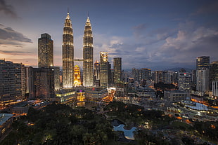 city, lights, skyline, buildings