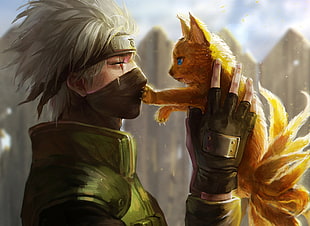 Hatake Kakashi and baby Kyubi graphics