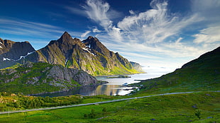 green mountain, nature, landscape, mountains, clouds