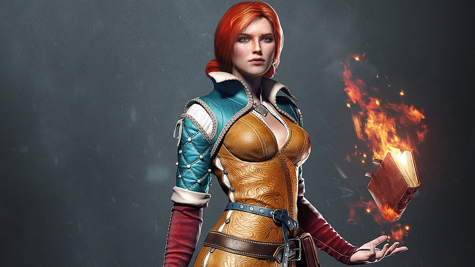 female animated character, The Witcher, Triss Merigold, The Witcher 3: Wild Hunt HD wallpaper