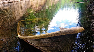 brown boat, nature, boat, water, river