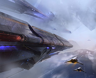 video game digital wallpaper, space, science fiction, spaceship