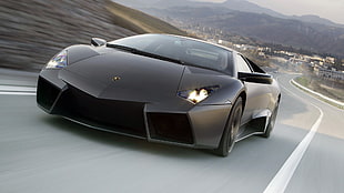 black Lamborghini coupe, car, Lamborghini, Lamborghini Reventon, Reventon