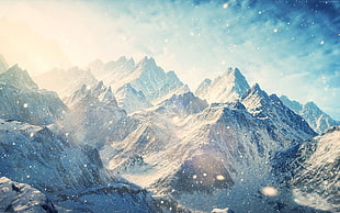 snow covered mountain, mountains, snow, winter