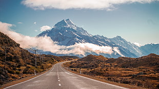 gray concrete road, nature, road, landscape, New Zealand