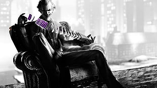 man playing cards sitting on sofa graphic wallpaper, couch, armchairs, Joker, cards HD wallpaper