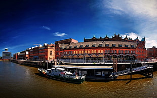 white and gray boat, boat, river, Hamburg, cityscape