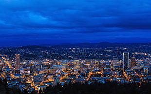 grey concrete buildings, city, Portland, Oregon, cityscape