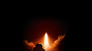 rocket launch wallpaper, night, black, spaceship, space shuttle