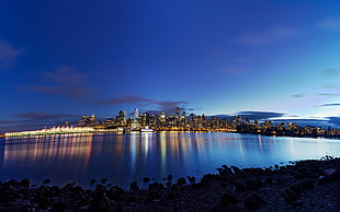 city beside body of water photo