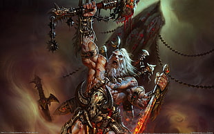 man holding axe illustration, Diablo, Diablo III, video games, fantasy art