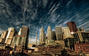 high rise tower buildings under blue sky