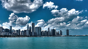 concrete buildings, Chicago, USA, skyline, clouds HD wallpaper