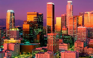 aerial photo of glass high-rise buildings