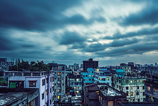 assorted-color concrete buildings, Buildings, City, Sky