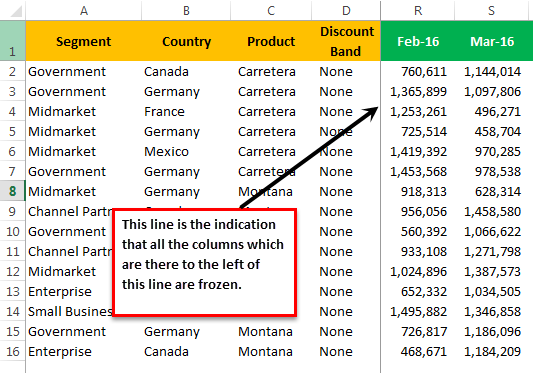 Freeze Columns Example 2-2