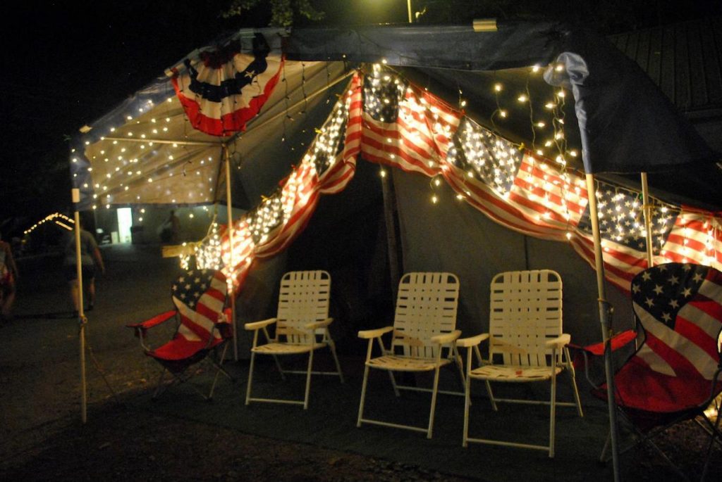 Decorated tent at the Centre County Grange Fair, one of the last agricultural encampment fairs in America. 