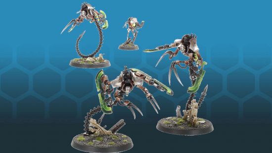 Warhammer 40k Necron Ophydian destroyers, serpentine androids with multiple bladed limbs