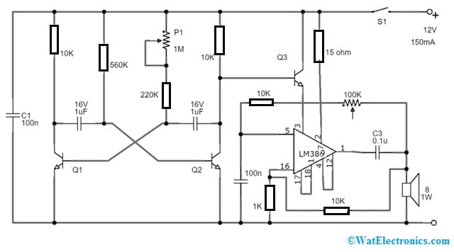 Siren Horn Circuit with LM389 IC