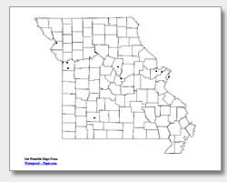 printable Missouri major cities map unlabeled