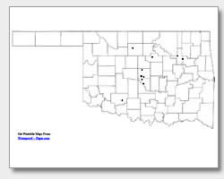 printable Oklahoma major cities map unlabeled