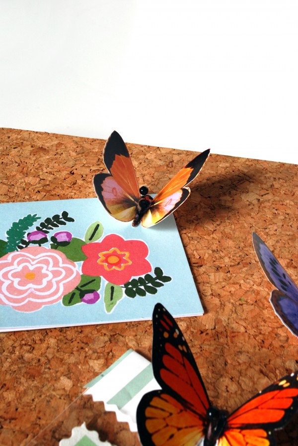 DIY butterfly push pins with free butterfly printables