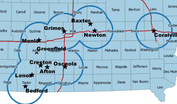 System B image of ham radio repeaters used in Central Iowa for SKYWARN operations