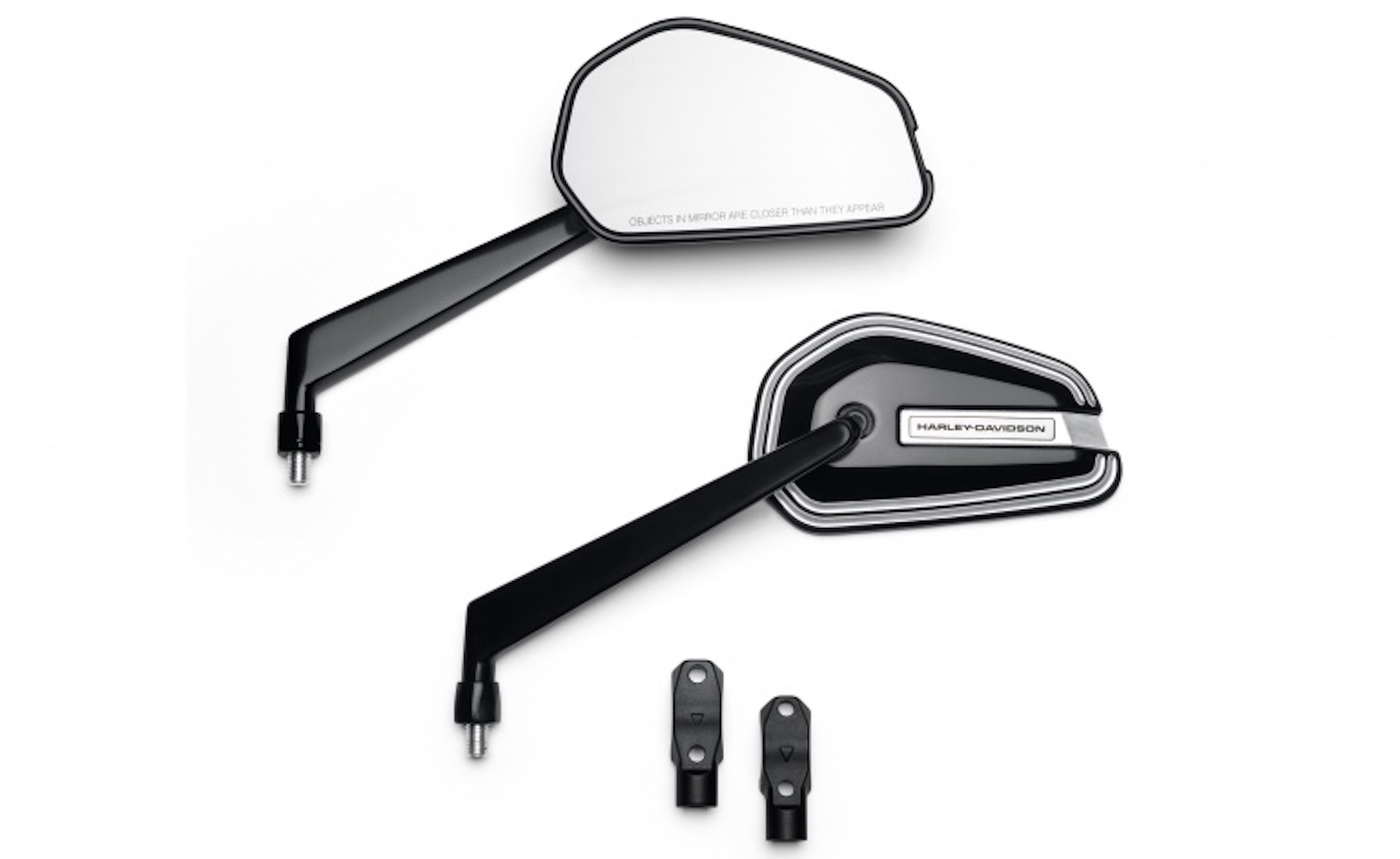 A pair of accessory mirrors for the Harley-Davidson/Pan America. Media sourced from Motorcycle.com.