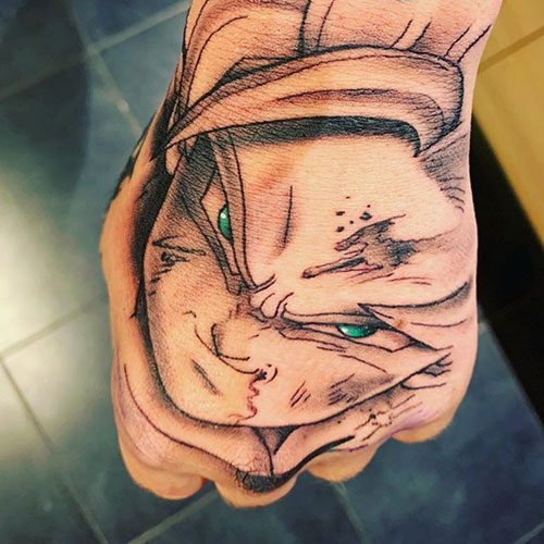 goku tattoo on hand