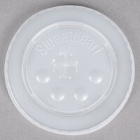 Solo L16BL-0100 12-24 oz. Translucent Flat Plastic Lid with Straw Slot and Identification Buttons   - 2000/Case