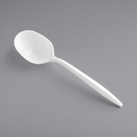 Choice Medium Weight White Polypropylene Plastic Soup Spoon - 100/Pack