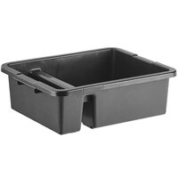 Choice 21" x 17" x 7" Black Polypropylene Divided Bus Tub, Bus Box