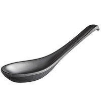 Acopa Izumi 5 3/4" Matte Black Melamine Asian Soup Spoon - 24/Pack