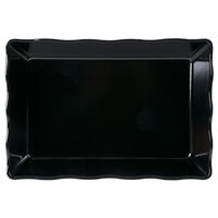 GET ML-88-BK Milano 13 3/4" x 9 1/2" Black Rectangular Scalloped Melamine Tray   - 6/Case