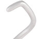 A white cast aluminum dough hook with a silver handle.