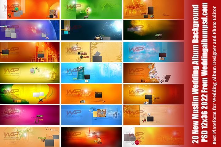 20 New Muslim Wedding Album Background PSD 12x36 2022 - WeddingAlbumPsd