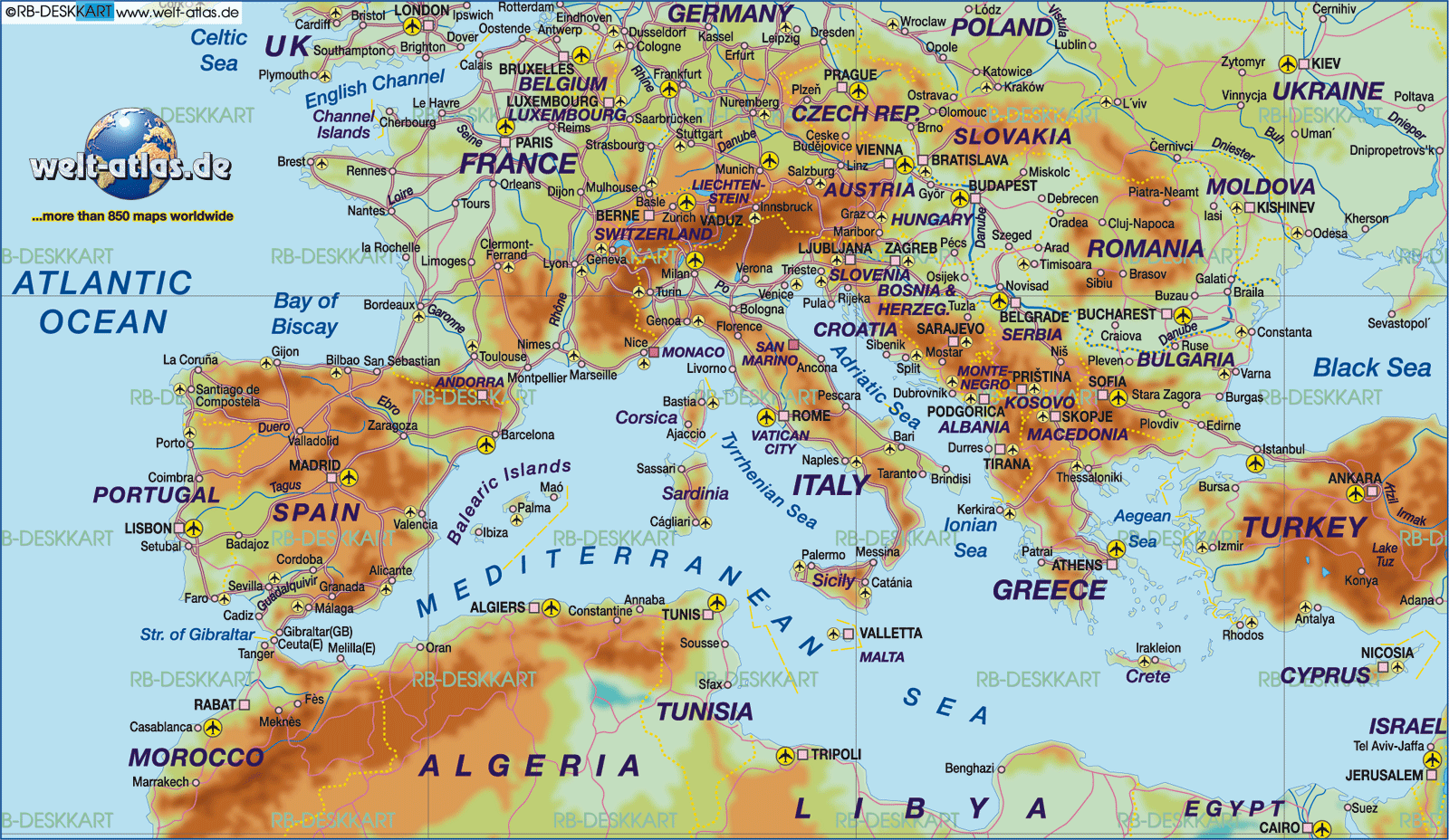 Map Of South Europe General Map Region Of The World Welt Atlas De