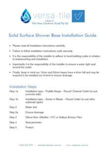 Solid Surface Shower Base Installation Guide