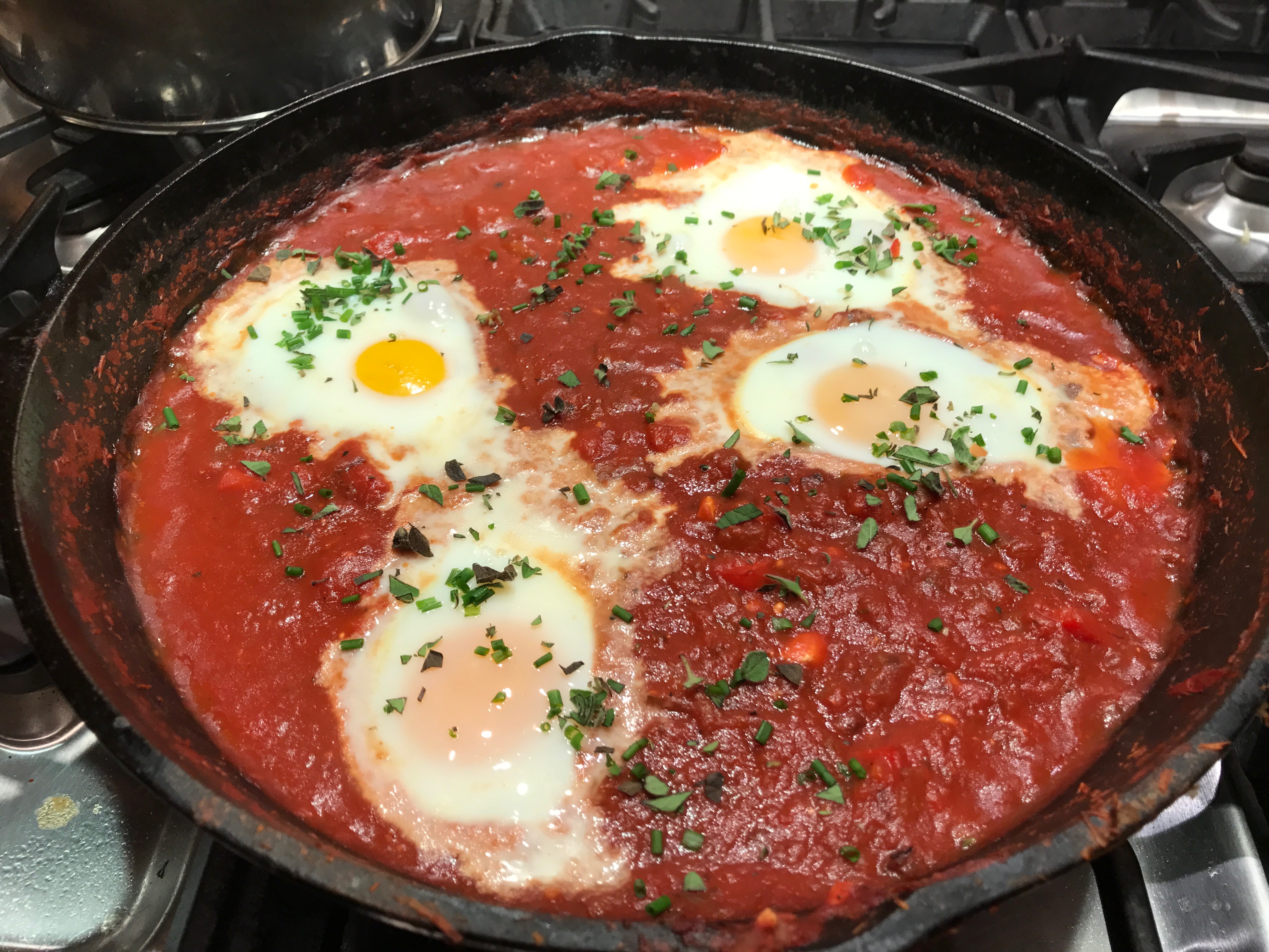 Saucy Skillet-Poached Eggs (aka Shakshuka)