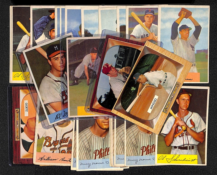 Lot of 34 1954-55 Bowman Baseball Cards w. Eddie Mathews