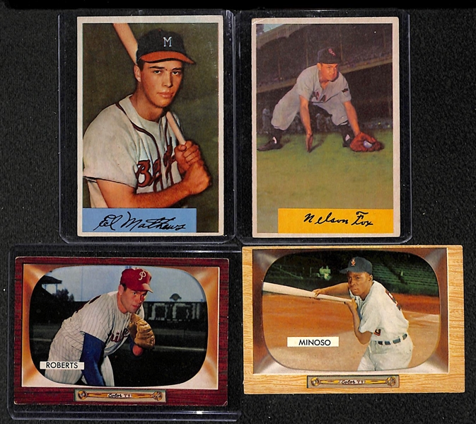 Lot of 34 1954-55 Bowman Baseball Cards w. Eddie Mathews