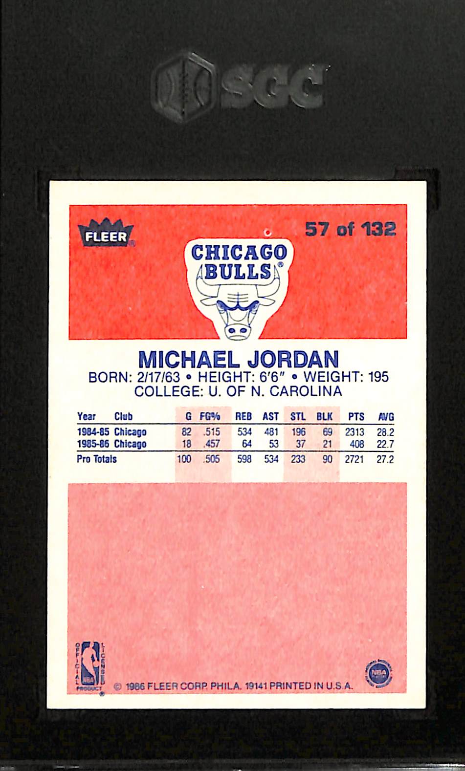 Lot Detail - 1986-87 Fleer Michael Jordan #57 Rookie Card Graded SGC 7