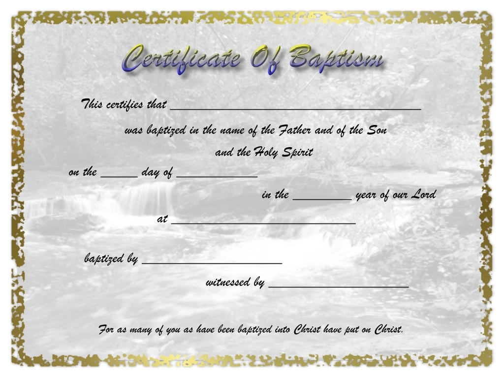 Baptismal Certificate Template