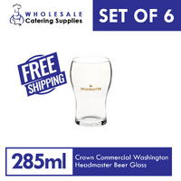 6x Crown Commercial Washington Headmaster Beer Glass 285mL