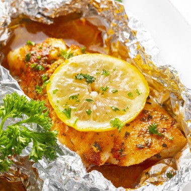 Perfect grilled cod recipe in foil.