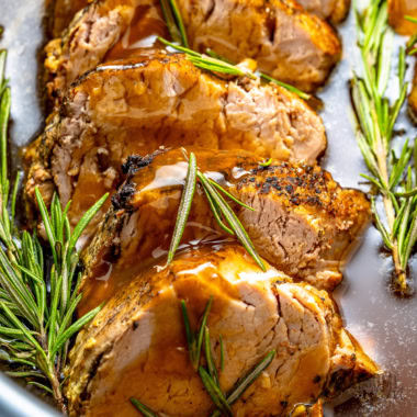 Crock Pot pork tenderloin with gravy.