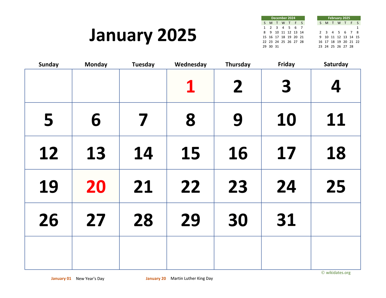 January 2025 Calendars: A Comprehensive Guide - Calendrier 2025 2026 Gratuit